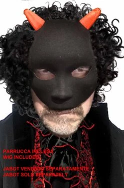 Maschera Da Diavolo O Demone Nera Con Parrucca