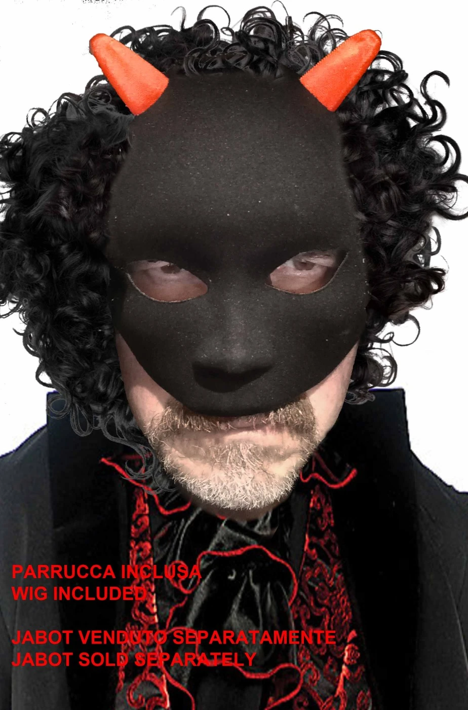 Maschera Da Diavolo O Demone Nera Con Parrucca