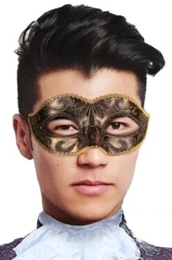 Maschera In Stile Veneziano Color Bronzo