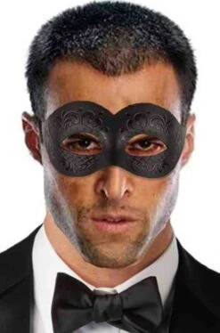 Maschera In Stile Veneziano In Similpelle Nera Unisex