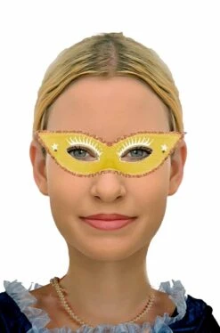 WIDMANN Maschera Stile Veneziano Gialla Con Ciglia Applicate E Punte