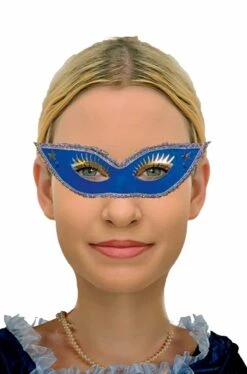 WIDMANN Maschera Stile Veneziano Blu Con Ciglia Applicate E Punte