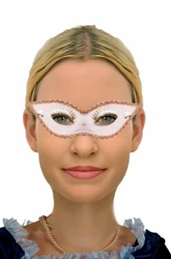 WIDMANN Maschera Stile Veneziano Bianca Con Ciglia Applicate E Punte