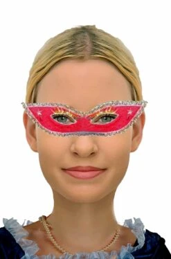 WIDMANN Maschera Stile Veneziano Rossa Con Ciglia Applicate E Punte