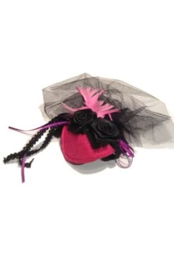 Mini Cappello Burlesque Vittoriano 800 Con Clip Rosa