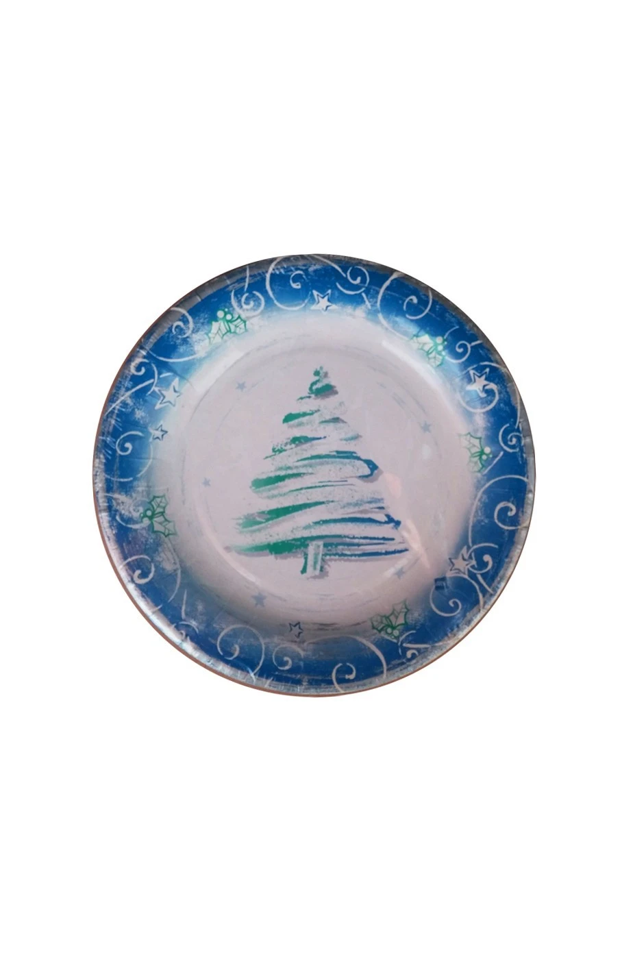 Natale Party Azzurro E Verde Piatti In Carta 10pzx18cm