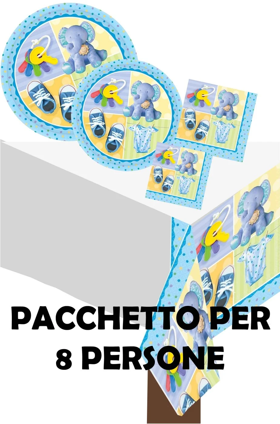 AMSCAN Pacchetto Festa Il Mio Primo Compleanno Per Bambino Con Elefantino