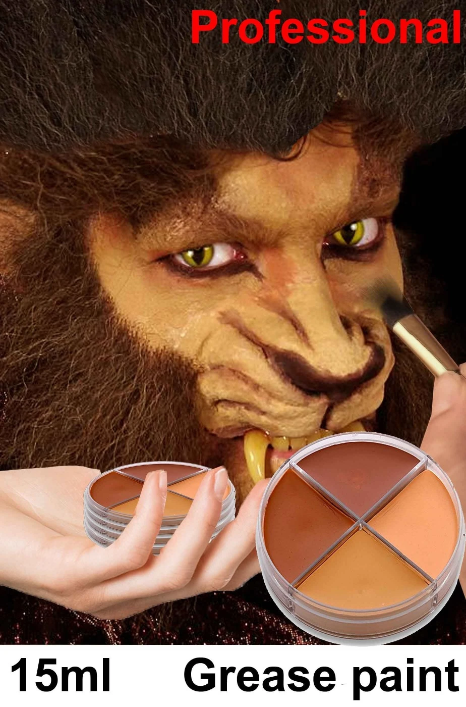 Trucco Teatrale Palette In Cialda 4 Colori Lupo Elfo Fauno Leprecauno