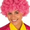Parrucca Afro Clown Anni 70 Riccia Rosa