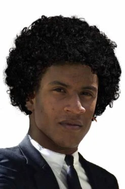 Parrucca Afro Stile Pulp Fiction Anni 70 Riccia Nera