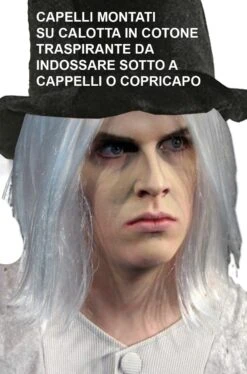 Parrucca Bianca Capelli Montati Su Calotta Traspirante Per Cappello