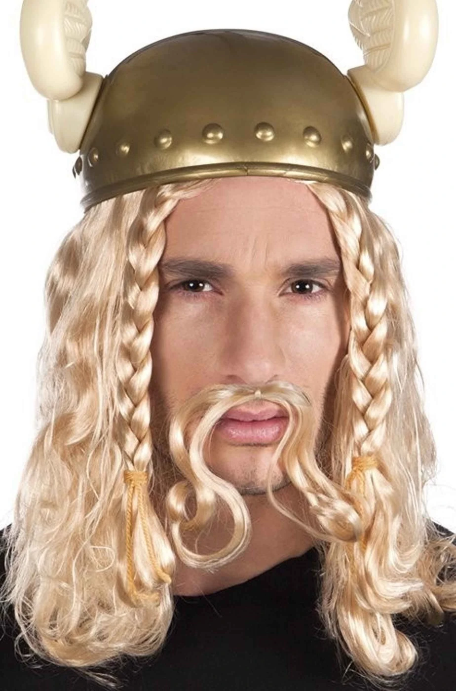 Set Parrucca Bionda E Baffi Biondi Da Guerriero Gallo Tipo Asterix