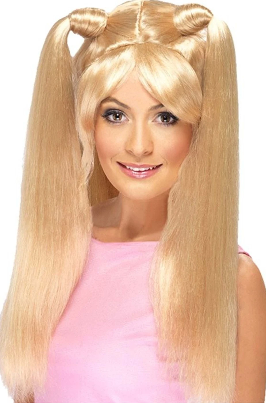 Smiffys Parrucca Bionda Liscia Con Codini Pony Pop Star