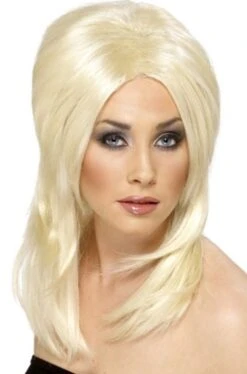 Smiffys Parrucca Bionda Liscia Lunga Scalata Senza Frangia Con Riga In Mezzo