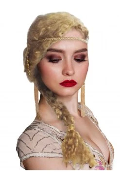 Parrucca Bionda Con Treccia Lunga Medievale