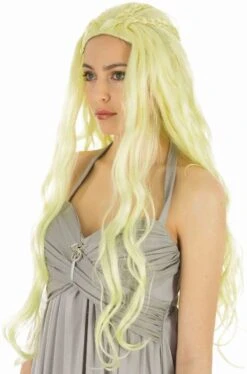 Parrucca Bionda Lunga Mossa Senza Frangia Di Khaleesi Madre Dei Draghi