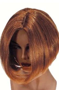 Parrucca Castana Ramata Liscia A Caschetto Corta Senza Frangia Elegante Anni 20
