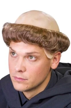 Parrucca Castana Corta Con Chierica Da Frate Prete O Monaco