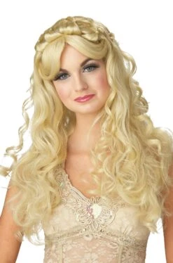 Parrucca Bionda Lunga Mossa Senza Frangia