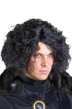 Parrucca Uomo Nera Mossa Senza Frangia Tipo Jon Snow Emo