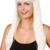 Parrucca Bionda Liscia Lunga Con Frangia 25cm Biondo Chiaro Quasi Bianco