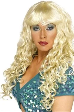 Smiffys Parrucca Donna Bionda Lunga Mossa Con Frangia Sirena