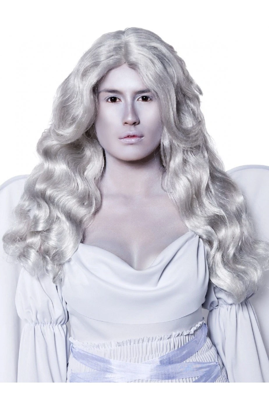 Smiffys Parrucca Donna Grigia Lunga Senza Frangia Mossa