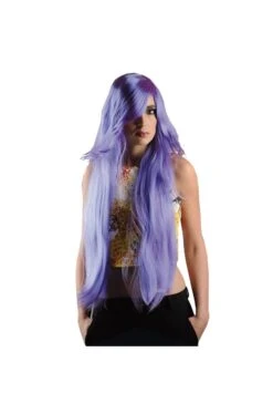 Parrucca Viola Liscia Lunga Con Frangia Lolita Giapponese Manga Anime Viola