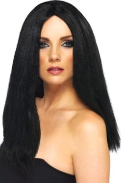 Smiffys Parrucca Donna Lunga Liscia Nera Perfetta Per Morticia