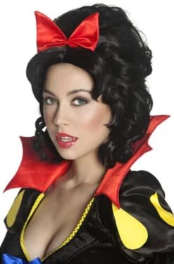 Smiffys Parrucca Donna Nera Corta Con Fiocco Rosso