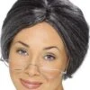 Smiffys Parrucca Donna Vecchia Anziana Nonna Grigia Strega Befana