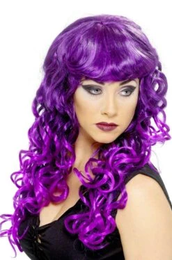 Smiffys Parrucca Donna Viola Lunga Mossa Con Frangia