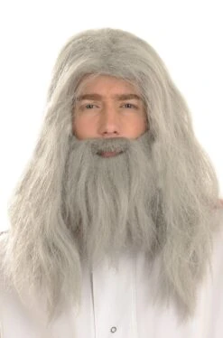 Set Parrucca E Barba Grigia Mago Gandalf O Merlino O Albus Silente