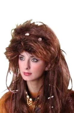 Parrucca Castana Scalata Mossa Lunga Marrone Con Cerchietto Primitiva