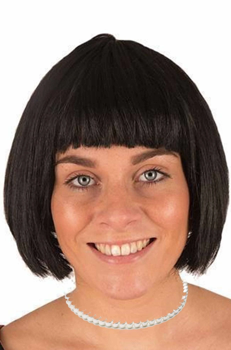 Parrucca Nera Liscia A Caschetto Corta Con Frangia Anni 20 - immagine 2