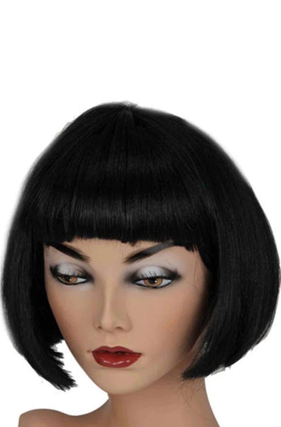 Parrucca Nera Liscia A Caschetto Corta Con Frangia Anni 20 - immagine 3