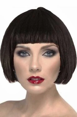 Parrucca Nera Liscia A Caschetto Corta Con Frangia Anni 20