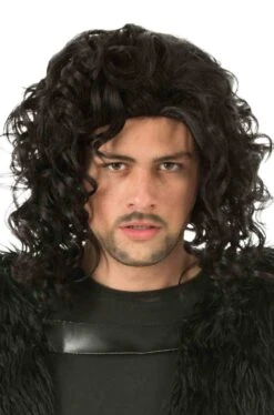 Parrucca Uomo Nera Mossa Senza Frangia Tipo Jon Snow