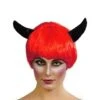 Smiffys Parrucca Rossa Da Diavolessa A Caschetto Con Corna Nere