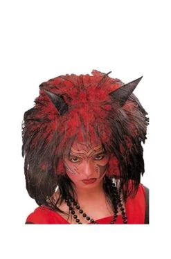 Parrucca Rossa Diavolessa Con Corna