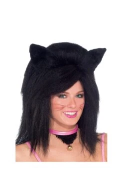Parrucca Da Gatto Nero O Pantera Nera Lunga Cats Con Orecchie