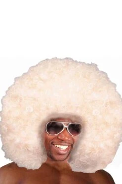 Parrucca Riccia Bionda Corta Anni 70 Maxi Afro