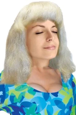 Parrucca Bionda Liscia Lunga Con Frangia Ampia E Gonfia