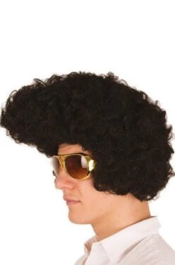 Parrucca Uomo Nera Corta Anni 50 Elvis Con Ciuffo A Banana