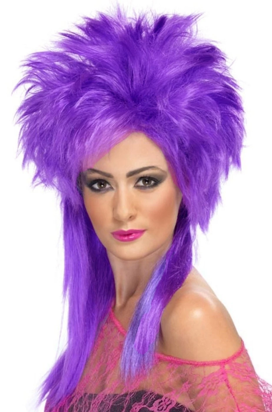 Smiffys Parrucca Viola Scalata Lunga Con Frangia Cartoni