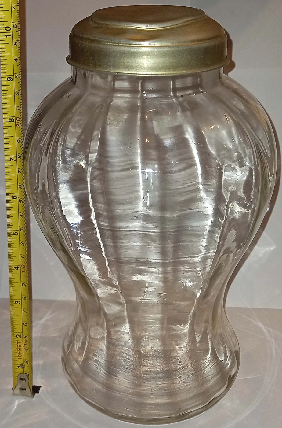 Portacaramelle D'epoca Di Vetro Con Tappo In Metallo Vintage - immagine 2