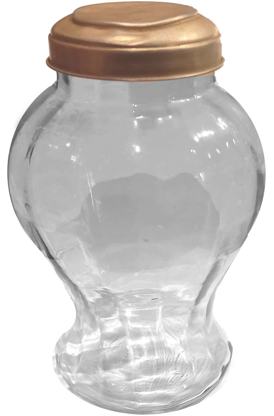 Portacaramelle D'epoca Di Vetro Con Tappo In Metallo Vintage