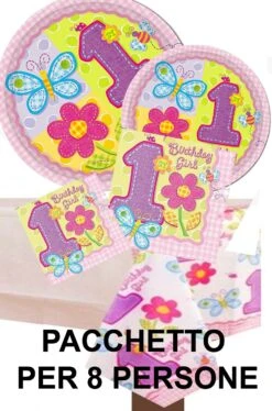 AMSCAN Primo Compleanno Bambina Party Pacchetto Per 8 Persone