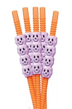 Set 5 Cannucce Halloween Arancio Con Teschietti