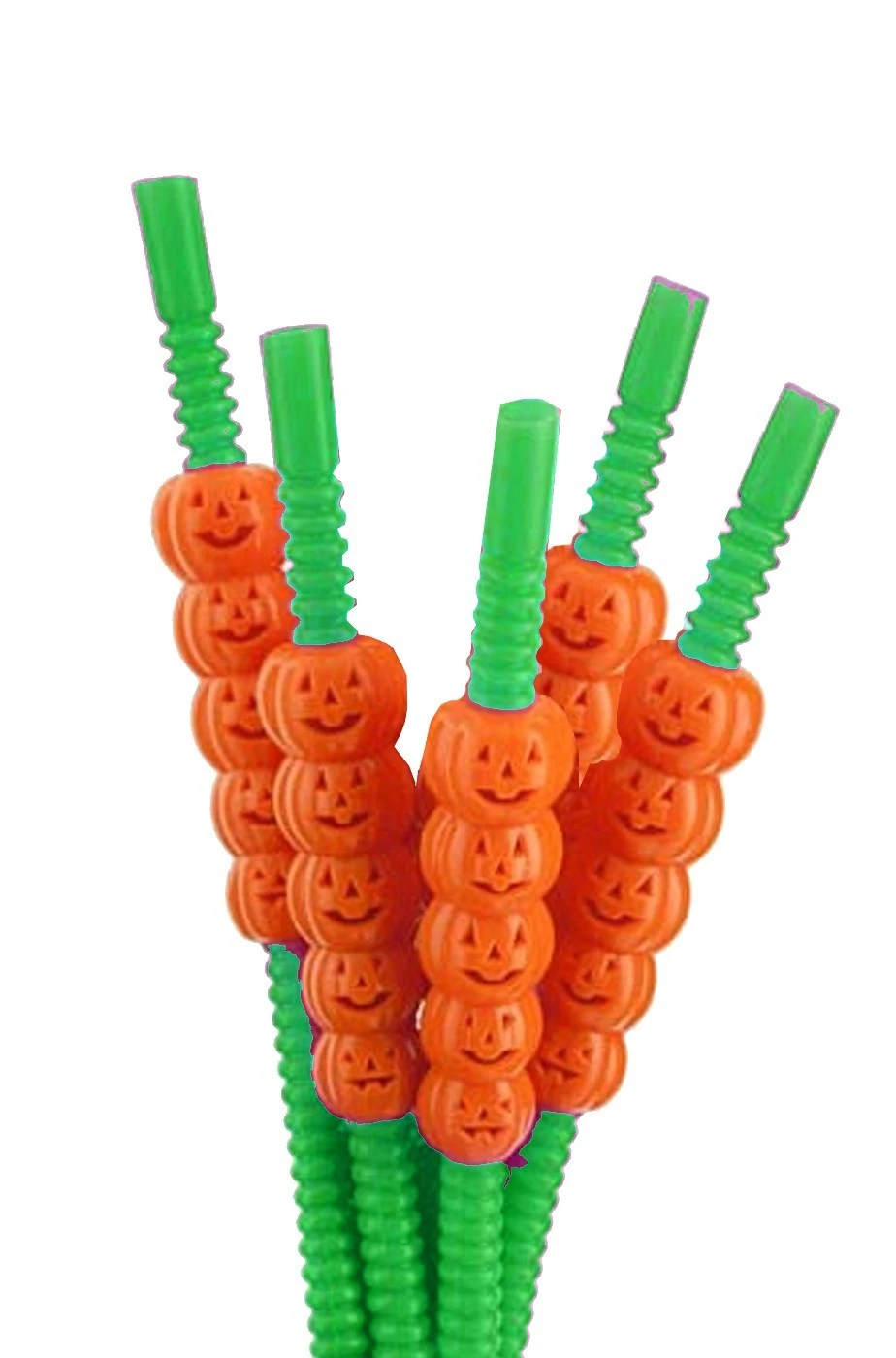 Set 5 Cannucce Halloween Verdi Con Zucchette Arancio